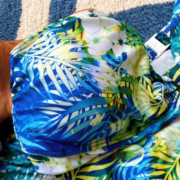 🏝 DOROTHY PERKINS BLUE GREEN PALM PRINT ONE-PIECE BATHING SUIT! - Picture 5 of 11